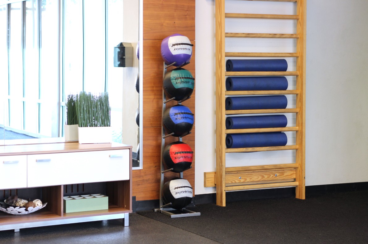 medicine ball rack to save space