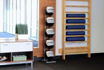 medicine ball rack to save space